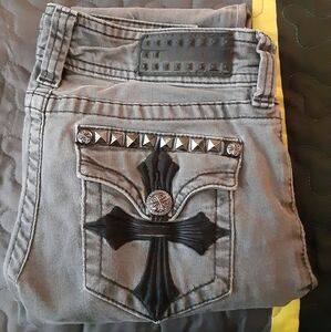 Dark Grey Affliction Jade Low Rise Boot Cut Jeans Size 24